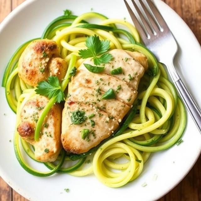 Lemon Herb Chicken with Zucchini Noodles (Zoodles)