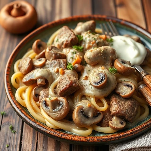 Beef Stroganoff with Mushrooms and Sour Cream